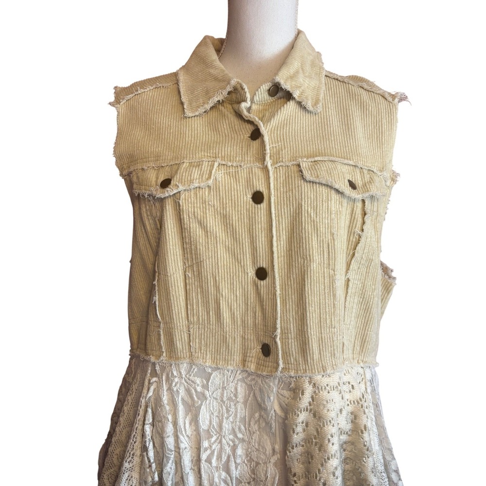 Oli & Hali Corduroy Vest Tiered Handkerchief Skirt Cream Large Stevie Nicks - Picture 2 of 9